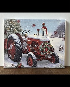 Creating a farmhouse light up Christmas Canvas #christmasdiy #christmascraft #farmhousechristmas | Country Lily Decor