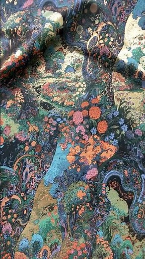 Artistic Vintage Abstract Floral Gold Thread Jacquard DIY Sewing Fabric