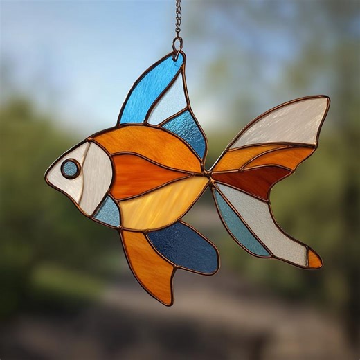 Geometric Fish Stained Glass Pattern, Modern Suncatcher Template (digital Download) - Etsy