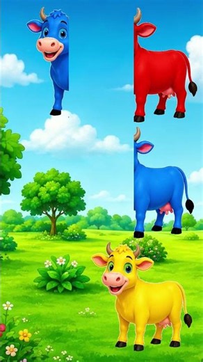 🐄 Colorful Cows | Learn Colors with Cute Cartoon Cows 🌈🐮 #youtubeshorts #shorts