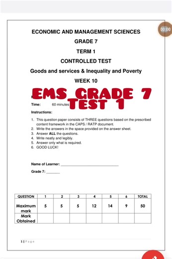 GRade 7 Test And Memo#foryou #foryoupage #fyp#fypシ゚viral #fyp