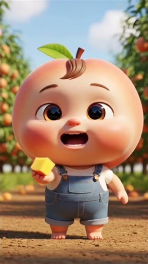 🍑 “Adorable 3D Peach Chewing Animation | Cute Cartoon Food Short”