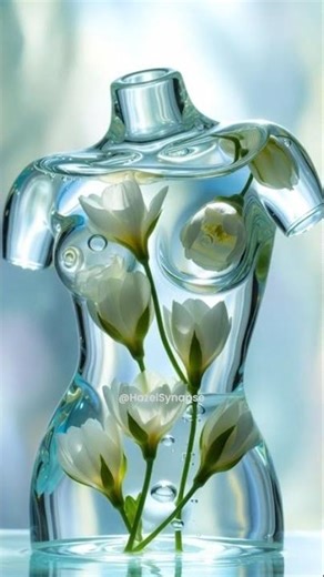 Title :Glass Body & Blossoming Flowers Inside