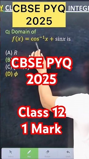 Q) Domain of 𝑓(𝑥)=cos^(−1) 𝑥+sin𝑥 is cbse PYQ 2026 #cbse2027 #class12maths #inversetrigonometry