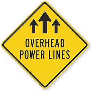SmartSign "Overhead Power Lines" Sign | 30" x 30" 3M High Intensity Grade Reflective Aluminum, Made in USA