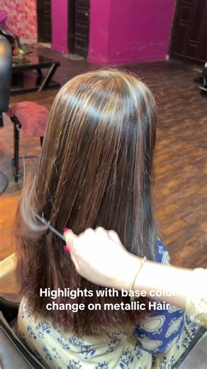 Metallic Hair Highlights with Base Color