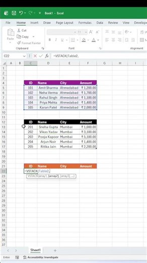 Excel New Trick ⚡ | Multiple Tables Ko Ek Table Me Convert Kare ‪@premsukhsirohi‬ #excel #exceltips
