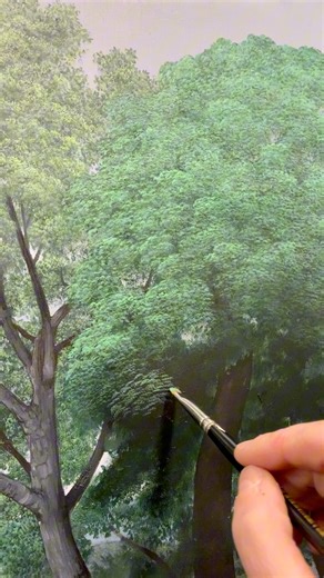 6.1M views · 128K reactions | Repeated stamping brushstrokes can be a really useful technique for painting leaves. Watch till the end to see the finished trees! Subscribe here or follow me on Patreon for full length teaching videos #linkinbio #oilpainting #art | Eileen Murphy Studio | Facebook