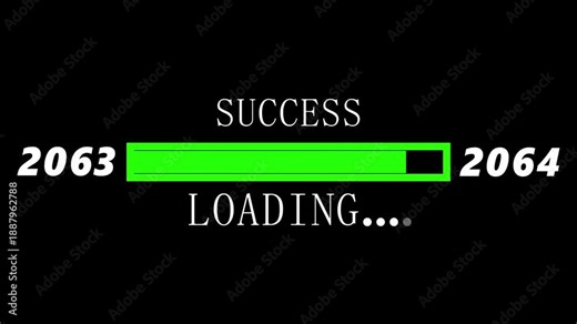 Loading bar from 2047 to 2048 new year transfer animation. Almost reaching New Year ,LOADING...text, alongside a success loading Success Loading Progress Bar Concept with Future Years