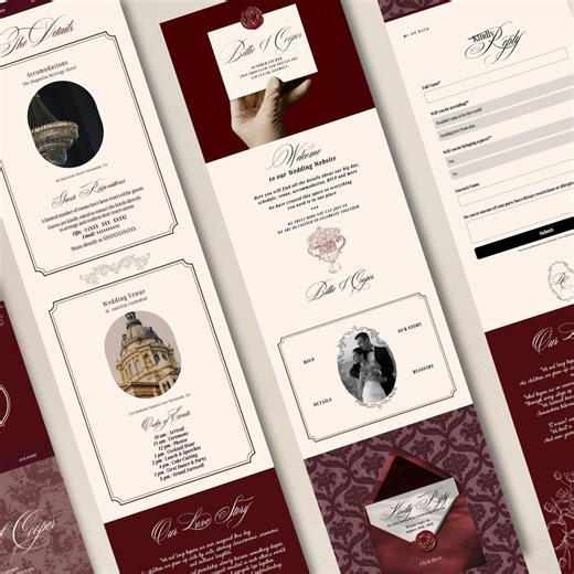 Wedding Website Canva Template, Editable Vintage Wedding Website, Old Money Custom Wedding Web, Digital Wedding Website, Digital Download - Etsy