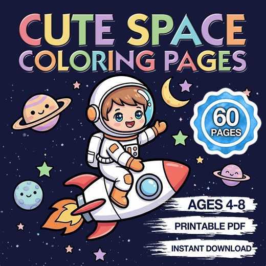 Space Coloring Pages for Kids, Astronauts, Planets, Rockets (60 Printable PDF) - Etsy