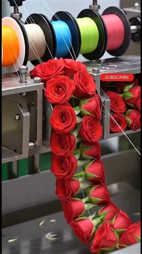 🌹 Automatic Rose Garland Production | Flower Factory Process