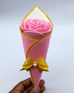 1.7M views · 10K reactions | Most beautiful rose flower making very easy tutorial at home - Birthday gift ideas with eva glitter foam paper flower bouquet #diy #flowers #decor #handmade | Origami Art & Crafts | Facebook