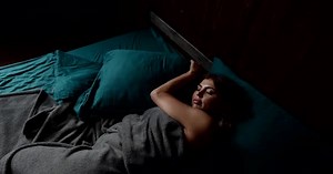 Sexy Lady Sleeping in Bed Dreaming and Waking Up Top View Lonely Woman Lying in Bedroom
