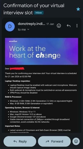 Accenture Virtual Interview Slots Confirmation Mails Out🎉🎊 #accenture #phase2