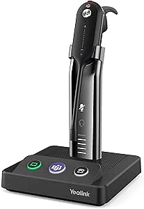 Yealink WH63 Wireless DECT Headset, Teams Certified, Mono Office Phone Headset with Noise Canceling Mic, Work for Computer, Desk Phones, 3 Wearing Styles, Long Wireless Range 394 ft,7H Talk Time