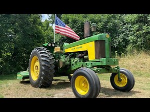 John Deere 730 Mowing Pasture | Two-Cylinder Working on the MX8 Rotary Mower