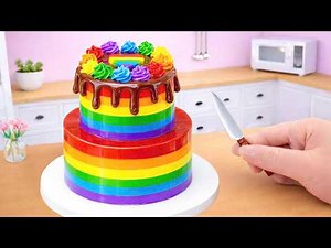 Mini Rainbow Cake Recipe With Chocolate 🌈 Colorful Rainbow Cake Decorating and DIY