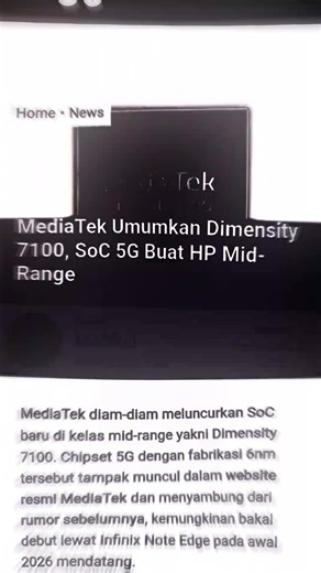 MediaTek Dimensity 7100: Chipset Menengah Terbaik 5G