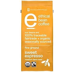 Amazon.com : Ethical Bean Fairtrade Organic Coffee, Sweet Espresso Medium Dark Roast, Ground Coffee Beans - 100% Arabica Coffee (8 oz Bag), 0.5 Pound (Pack of 1) : Everything Else