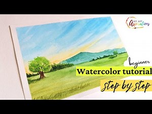 Watercolor landscape tutorial step by step for beginners