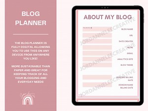 Pink Blog Planner: Fillable PDF for Bloggers (digital Download) - Etsy