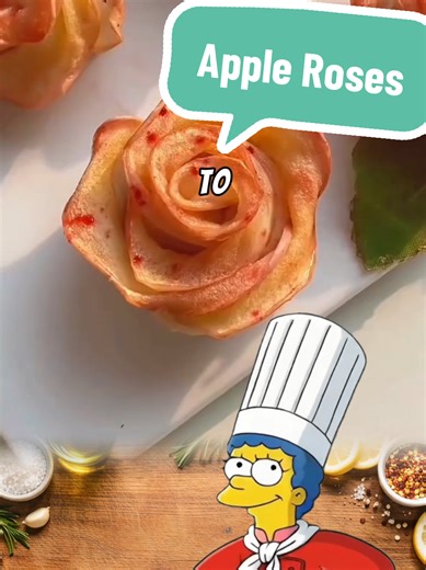 Ingredients ⬇️: ​1 Red apple ​Clean water (for soaking and boiling) ​3 spoonfuls of sugar ​1 Scallion pancake / pastry dough sheet ​Honey and strawberry jam ​Instructions: ​Cut the red apple into thin slices. ​Soak the slices in clean water for 20 minutes. ​Boil water in a pot, add the 3 spoonfuls of sugar, and cook the apple slices just until soft. ​Remove the apple slices and place them on a tray with paper towels to dry. ​Cut the pastry dough into strips. ​Layer the dried apple slices along t