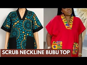 How To Cut And Sew a Bubu dress/top with a V-shaped scrub neckline. #scrubnecklinebubu #Vshapedbubu