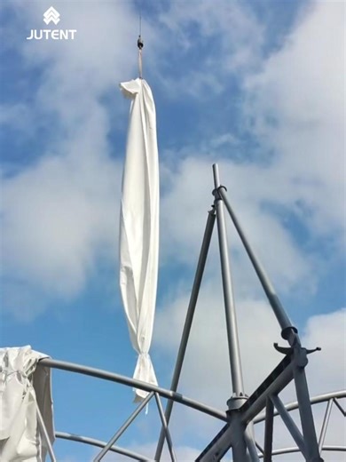 Installation of Wave Pool Structural Membrane You see a sheet of material… now it’s a giant wave pool! 🤯 Watch the transformation happen. #WavePool #canopypool #swimmingpoolcanopy #WaterParkGoals #MembraneStructure #engineering