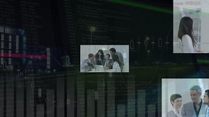 Animation of data processing over diverse business people in office | Premium Stock Video Footage