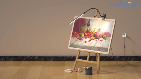 Clip-On LED Easel Lamp for Artists, 3 Color Modes, 10-Level Dimmable, 300lm Eye-Care Easel Lights for Painting, Drawing with Flexible Arm, USB-Powered(No Battery)