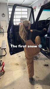 First snow vibe ❄️ but also the only snow Ole Blue will see all winter. #ford #f100 #dentside #liftedtruck #truck | Cynthia Gauthier