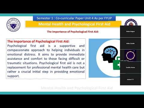 Co-curricular Course : Semeseter Unit 4 Mental Health and Psychological First Aid