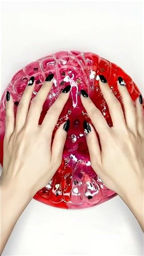 Glossy Red Heart Slime ASMR ❤️✨ #slime #asmr #satisfying #shorts #clearslime