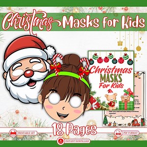 Printable Christmas Masks for Kids - Etsy UK