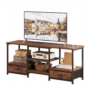 EDX 47-inch TV Stand with Power Outlets, 2 Fabric Drawers, Entertainment Center Console Table with Adjustable Shevles,for Living Room & Bedroom, Rustic Brown - Walmart.com