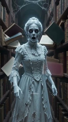 Haunted library with ghosts & ghastly music
