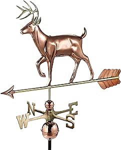 Good Directions White Tail Buck / Deer Weathervane, Pure Copper, Rooftop, Roof Décor, Wildlife
