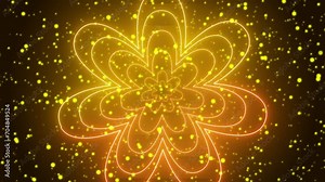 Colorful flower design in 4K. Colorful flower animation with colorful particles. Neon flower design for Ramadan Kareem, Eid Al-Fitr, and Eid Al-Adha graphic animation in 4K. Easy to use.