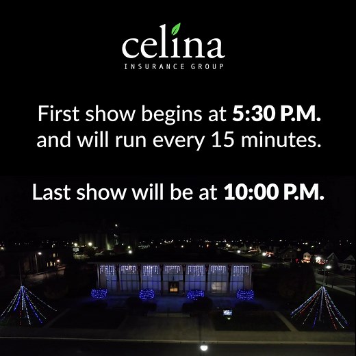 Mark your calendars! Our holiday tradition returns for another year next Friday, November 28. We invite you to enjoy Celina Insurance Group's free Christmas light show, which will run every 15 minutes each night from 5:30 p.m. to 10 p.m. | Celina Insurance Group