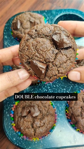 Easy DOUBLE chocolate Cupcakes with whole wheat flour & Jaggery #chocolatecupcakes #Ammavanta26