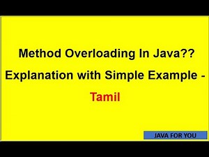 What is Method Overloading In Java through Simple Example - Tamil|java for You