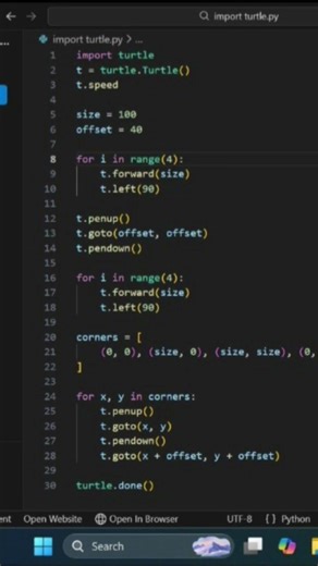 cara gambar kubus di python