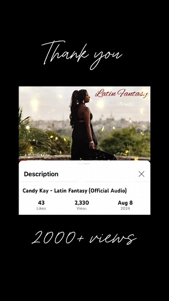 3 weeks and we’re at 2,000 YouTube views and counting! 🎉✨A huge shoutout to everyone who has supported Latin Fantasy—your streams and love mean the world to me. Special thanks to 📸 @Abigail Corbie @Xaviella @jaims_smith @lisamcintyre701 💃🏽who helped bring this release to life with their amazing work on the visualizer reels. 🥹🙏🏾💃🏽❤️ #latinfantasy #candykay #multigenreartist #simonmendoza #producer #happy #reels #style #youtube #instamusic #nature #video #spotify #pop #latin #explore #mod