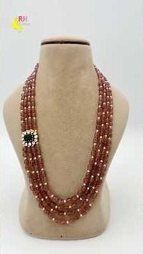 Mind-Blowing Red Strawberry Beads Necklace with Silver Pendant & Swarovski Pearls