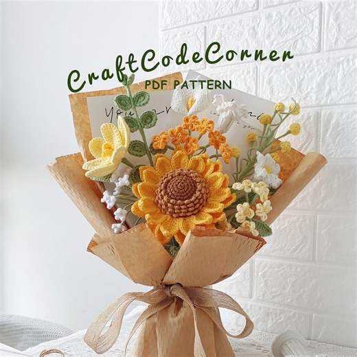Crochet Spring Blooms Bouquet Pattern: DIY Floral Arrangement (PDF)