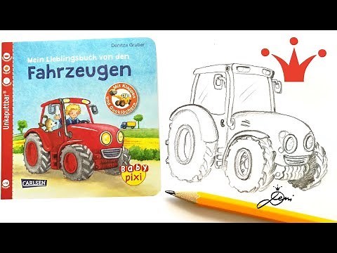 Traktor zeichnen 🚜 schnelle Skizze nach Vorlage für Kinder 🚜 How to draw a tractor