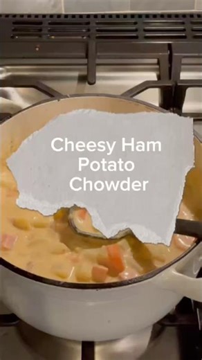 Cheesy ham potato chowder #recipe #soup #recipe #ham #leftovers
