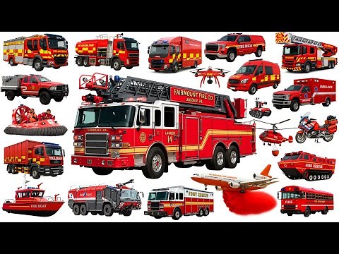 Fire Truck for Kids - Learn Emergency Vehicles 🚒🚁 | Rescue Vehicles, Fire Helicopters & Planes