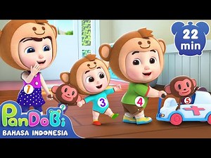 Ada Lima Monyet Di Sini | Five Little Monkeys | Lagu Anak-anak | Super Pandobi Bahasa Indonesia